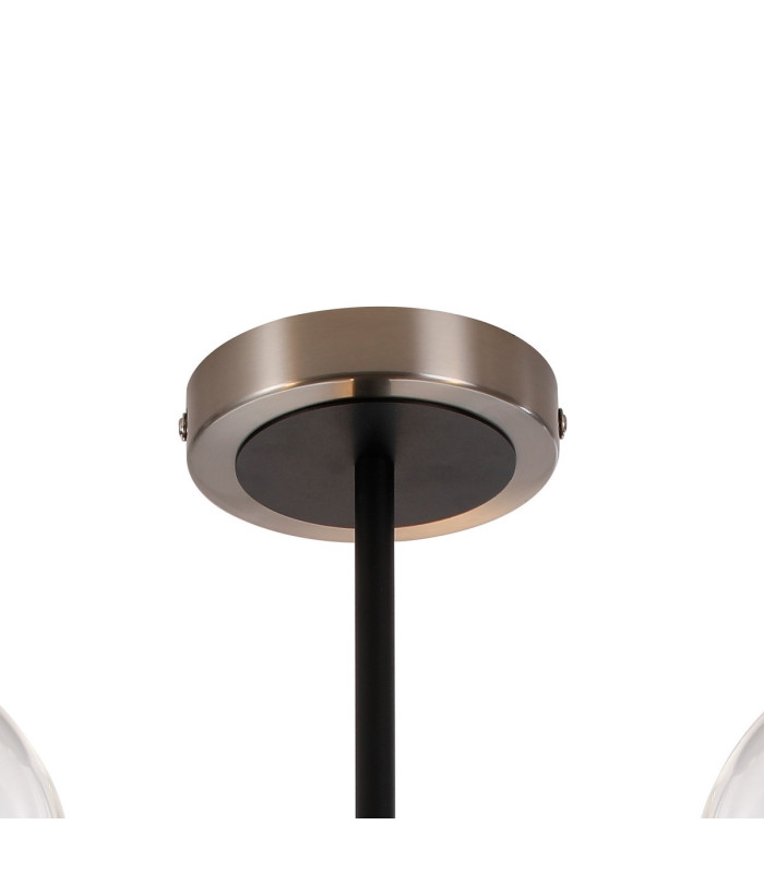 Plattsburgh Semi Ceiling 3 Light E14 IP44 15cm Round Glass Shade Satin Nickel Clear & Satin Black-5