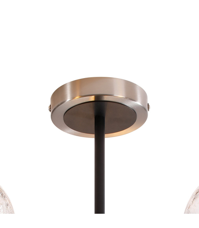 Plattsburgh Semi Ceiling 3 Light E14 IP44 15cm Round Crackled Glass Shade Satin Nickel Clear & Satin Black-5