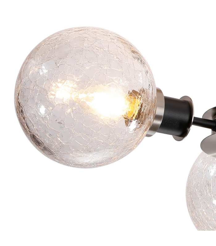 Plattsburgh Semi Ceiling 3 Light E14 IP44 15cm Round Crackled Glass Shade Satin Nickel Clear & Satin Black-6