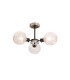 Plattsburgh Semi Ceiling 3 Light E14 IP44 15cm Round Textured Crumple Glass Shade Satin Nickel Clear & Satin Black-1