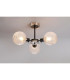 Plattsburgh Semi Ceiling 3 Light E14 IP44 15cm Round Textured Crumple Glass Shade Satin Nickel Clear & Satin Black-3
