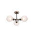 Plattsburgh Semi Ceiling 3x E14 IP44 15cm Round Textured Diamond Pattern Glass Shade Satin Nickel Clear & Satin Black-1