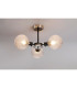 Plattsburgh Semi Ceiling 3x E14 IP44 15cm Round Textured Diamond Pattern Glass Shade Satin Nickel Clear & Satin Black-3