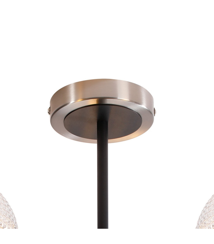 Plattsburgh Semi Ceiling 3x E14 IP44 15cm Round Textured Diamond Pattern Glass Shade Satin Nickel Clear & Satin Black-5