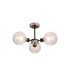 Plattsburgh Semi Ceiling 3 Light E14 IP44 15cm Round Dimpled Glass Shade Satin Nickel Clear & Satin Black-1