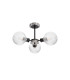 Plattsburgh Semi Ceiling 3 Light E14 IP44 15cm Round Dimpled Glass Shade Satin Nickel Clear & Satin Black-4