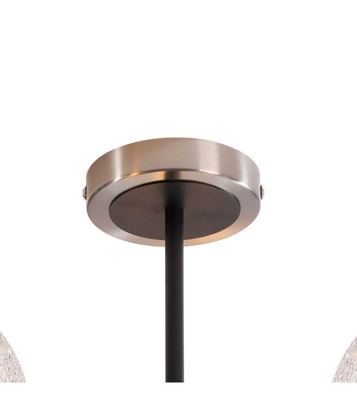 Plattsburgh Semi Ceiling 3 Light E14 IP44 15cm Round Dimpled Glass Shade Satin Nickel Clear & Satin Black-5