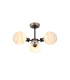 Plattsburgh Semi Ceiling 3x E14 IP44 15cm Round White & Grey Marble Effect Glass Shade Satin Nickel & Satin Black-1