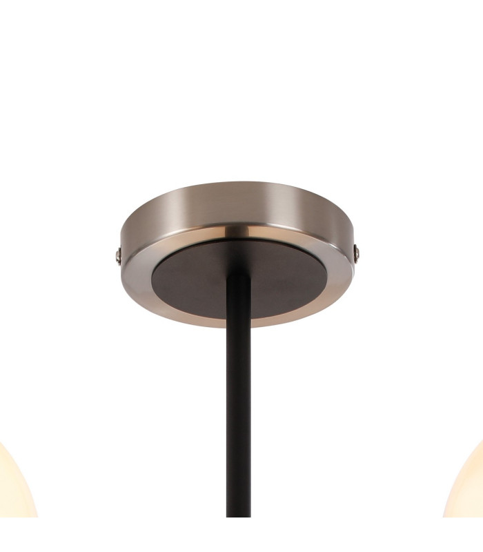 Plattsburgh Semi Ceiling 3x E14 IP44 15cm Round White & Grey Marble Effect Glass Shade Satin Nickel & Satin Black-5