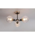 Plattsburgh Semi Ceiling 3 Light E14 IP44 15cm Round Textured Melting Glass Shade Satin Nickel Clear & Satin Black-3