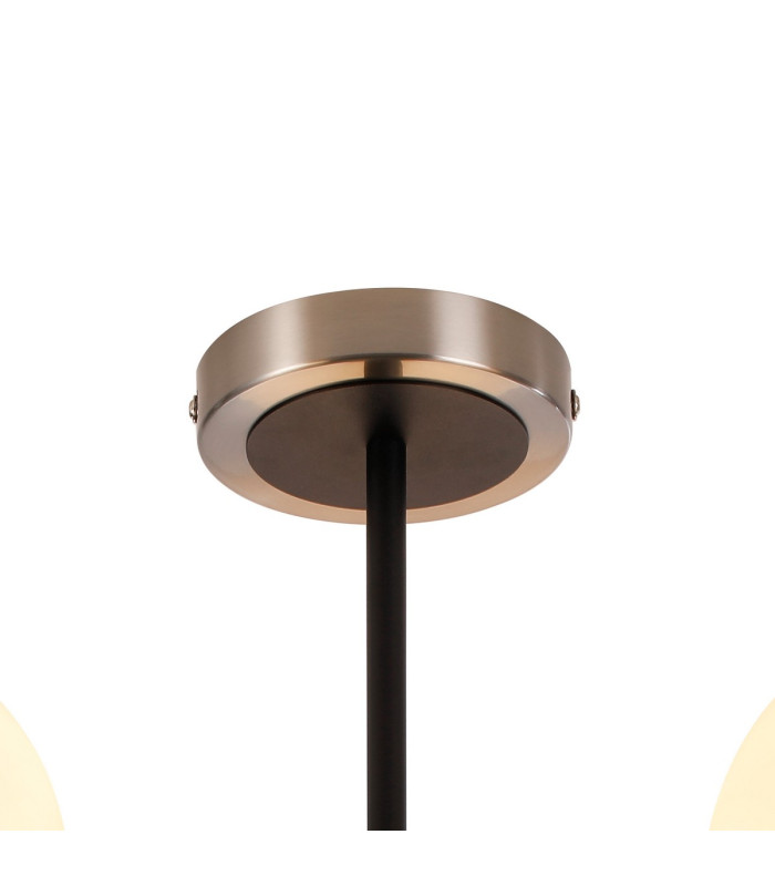 Plattsburgh Semi Ceiling 3 Light E14 IP44 15cm Round Glass Shade Satin Nickel Opal & Satin Black-5