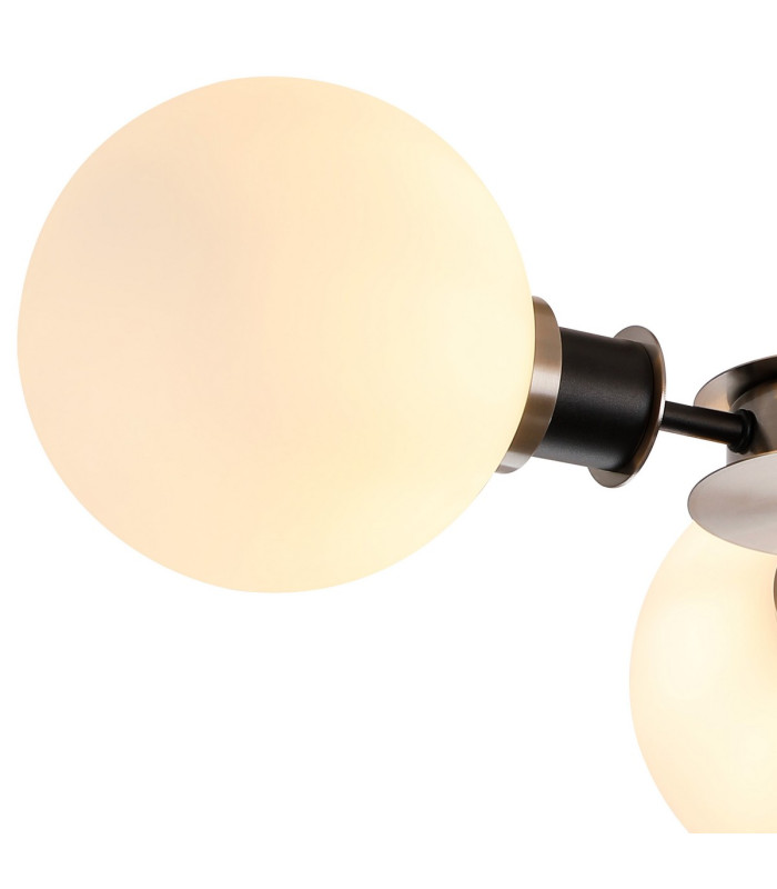 Plattsburgh Semi Ceiling 3 Light E14 IP44 15cm Round Glass Shade Satin Nickel Opal & Satin Black-6