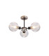 Plattsburgh Semi Ceiling 3 Light E14 IP44 15cm Round Ribbed Glass Shade Satin Nickel Clear & Satin Black-1