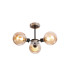 Plattsburgh Semi Ceiling 3 Light E14 IP44 15cm Round Segment Glass Shade Satin Nickel Amber Plated & Satin Black-1