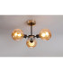Plattsburgh Semi Ceiling 3 Light E14 IP44 15cm Round Segment Glass Shade Satin Nickel Amber Plated & Satin Black-3