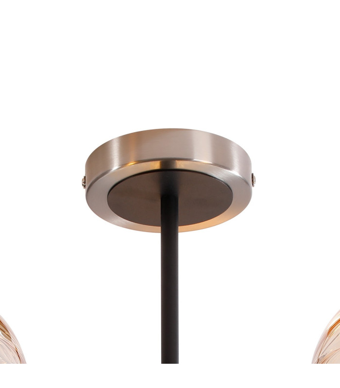Plattsburgh Semi Ceiling 3 Light E14 IP44 15cm Round Segment Glass Shade Satin Nickel Amber Plated & Satin Black-5