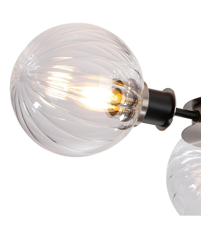 Plattsburgh Semi Ceiling 3 Light E14 IP44 15cm Round Segment Glass Shade Satin Nickel Clear & Satin Black-6