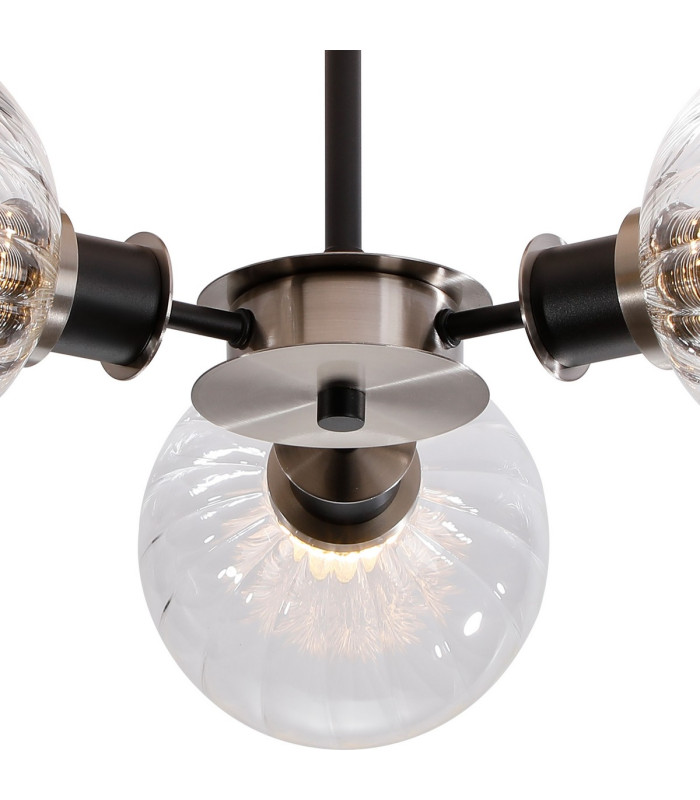 Plattsburgh Semi Ceiling 3 Light E14 IP44 15cm Round Segment Glass Shade Satin Nickel Clear & Satin Black-7