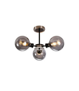 Plattsburgh Semi Ceiling 3 Light E14 IP44 15cm Round Segment Glass Shade Satin Nickel Smoke Plated & Satin Black-1