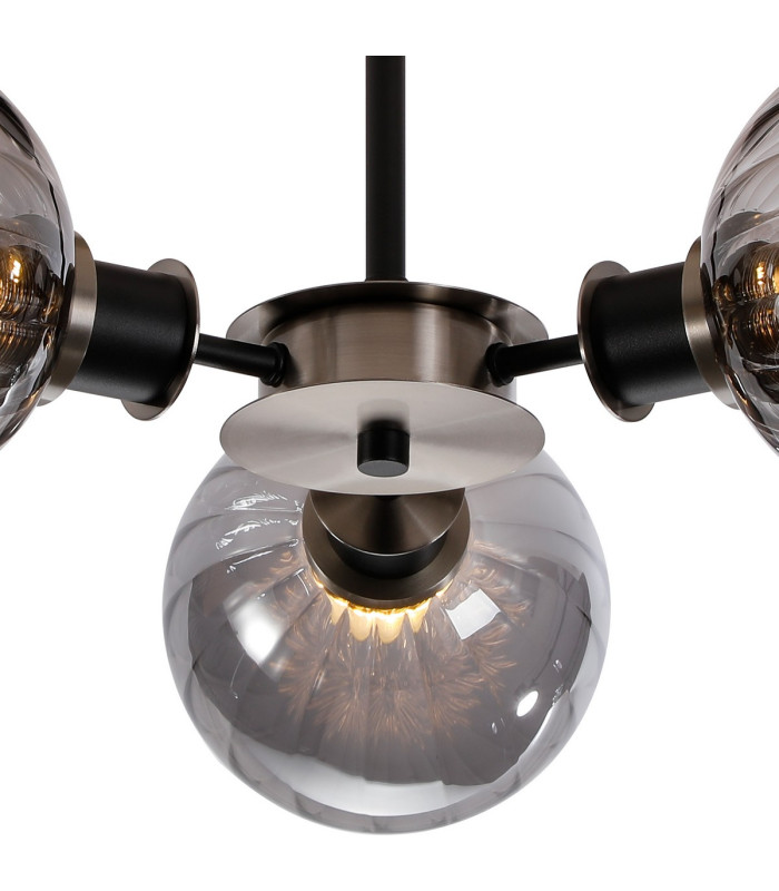 Plattsburgh Semi Ceiling 3 Light E14 IP44 15cm Round Segment Glass Shade Satin Nickel Smoke Plated & Satin Black-7