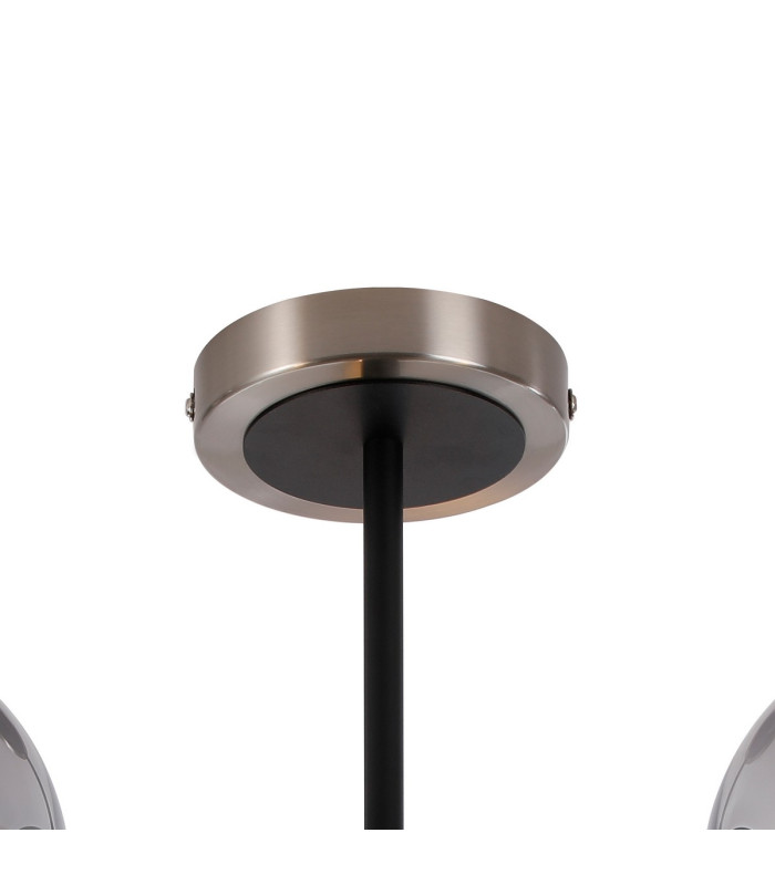 Plattsburgh Semi Ceiling 3 Light E14 IP44 15cm Round Glass Shade Satin Nickel Smoke Plated & Satin Black-5