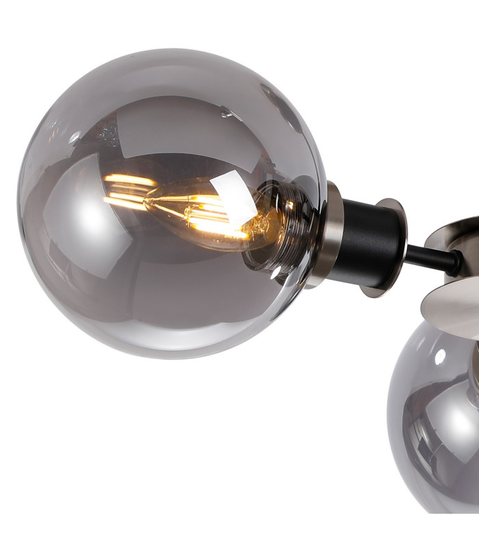 Plattsburgh Semi Ceiling 3 Light E14 IP44 15cm Round Glass Shade Satin Nickel Smoke Plated & Satin Black-6