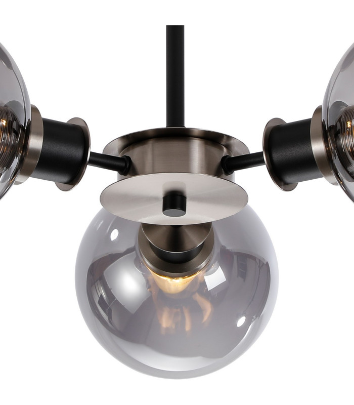 Plattsburgh Semi Ceiling 3 Light E14 IP44 15cm Round Glass Shade Satin Nickel Smoke Plated & Satin Black-7