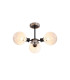 Plattsburgh Semi Ceiling 3 Light E14 IP44 15cm Round Speckled Glass Shade Satin Nickel White & Satin Black-1