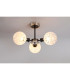 Plattsburgh Semi Ceiling 3 Light E14 IP44 15cm Round Speckled Glass Shade Satin Nickel White & Satin Black-3