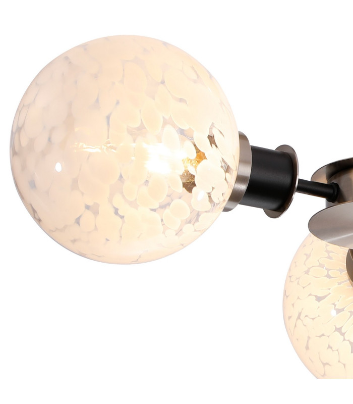Plattsburgh Semi Ceiling 3 Light E14 IP44 15cm Round Speckled Glass Shade Satin Nickel White & Satin Black-6