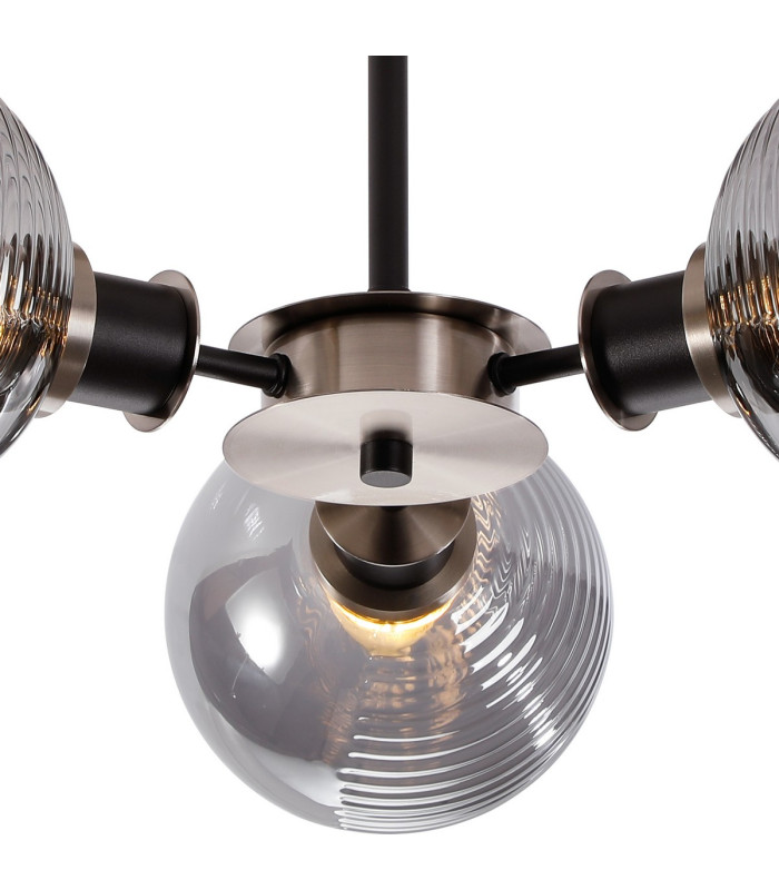 Plattsburgh Semi Ceiling 3x E14 IP44 15cm Textured Smooth/Ribbed Glass Shade Satin Nickel Smoke Plated & Satin Black-7