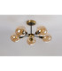 Plattsburgh Semi Ceiling 5 Light E14 IP44 15cm Round Glass Shade Brass Amber Plated & Satin Black-8