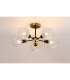 Plattsburgh Semi Ceiling 5 Light E14 IP44 15cm Round Textured Crumple Glass Shade Brass Clear & Satin Black-3