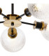 Plattsburgh Semi Ceiling 5 Light E14 IP44 15cm Round Dimpled Glass Shade Brass Clear & Satin Black-7