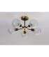 Plattsburgh Semi Ceiling 5 Light E14 IP44 15cm Round Dimpled Glass Shade Brass Clear & Satin Black-8