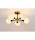Plattsburgh Semi Ceiling 5 Light E14 IP44 15cm Round White & Grey Marble Effect Glass Shade Brass & Satin Black Framework-3