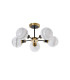 Plattsburgh Semi Ceiling 5 Light E14 IP44 15cm Round White & Grey Marble Effect Glass Shade Brass & Satin Black Framework-4
