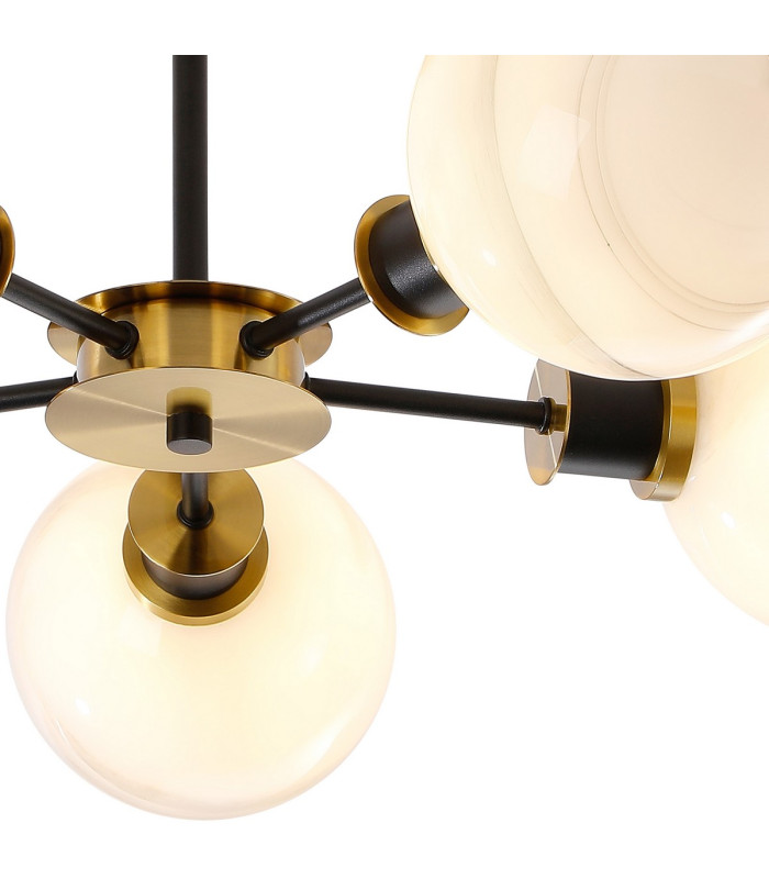 Plattsburgh Semi Ceiling 5 Light E14 IP44 15cm Round White & Grey Marble Effect Glass Shade Brass & Satin Black Framework-7
