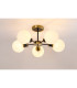 Plattsburgh Semi Ceiling 5 Light E14 IP44 15cm Round Glass Shade Brass Opal & Satin Black-3