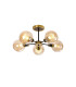 Plattsburgh Semi Ceiling 5 Light E14 IP44 15cm Round Segment Glass Shade Brass Amber Plated & Satin Black-1