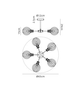 Plattsburgh Semi Ceiling 5 Light E14 IP44 15cm Round Segment Glass Shade Brass Amber Plated & Satin Black-2