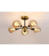 Plattsburgh Semi Ceiling 5 Light E14 IP44 15cm Round Segment Glass Shade Brass Amber Plated & Satin Black-3