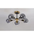 Plattsburgh Semi Ceiling 5 Light E14 IP44 15cm Round Glass Shade Brass Smoke Plated & Satin Black-8