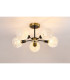 Plattsburgh Semi Ceiling 5 Light E14 IP44 15cm Round Speckled Glass Shade Brass White & Satin Black-3