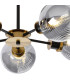Plattsburgh Semi Ceiling 5 Light E14 IP44 15cm Round Textured Smooth/Ribbed Glass Shade Brass Smoke Plated & Satin Black-7