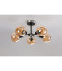 Plattsburgh Semi Ceiling 5 Light E14 IP44 15cm Round Glass Shade Satin Nickel Amber Plated & Satin Black-8