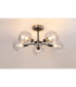 Plattsburgh Semi Ceiling 5 Light E14 IP44 15cm Round Crackled Glass Shade Satin Nickel Clear & Satin Black-3