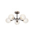 Plattsburgh Semi Ceiling 5 Light E14 IP44 15cm Round Textured Crumple Glass Shade Satin Nickel Clear & Satin Black-1