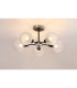 Plattsburgh Semi Ceiling 5x E14 IP44 15cm Round Textured Diamond Pattern Glass Shade Satin Nickel Clear & Satin Black-3