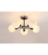 Plattsburgh Semi Ceiling 5x E14 IP44 15cm Round White & Grey Marble Effect Glass Shade Satin Nickel & Satin Black-3